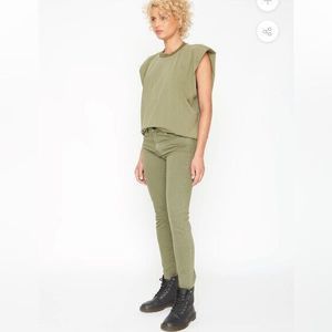 Free People x SANDRINE ROSE Women Army Green  Skinny  Jeans 30